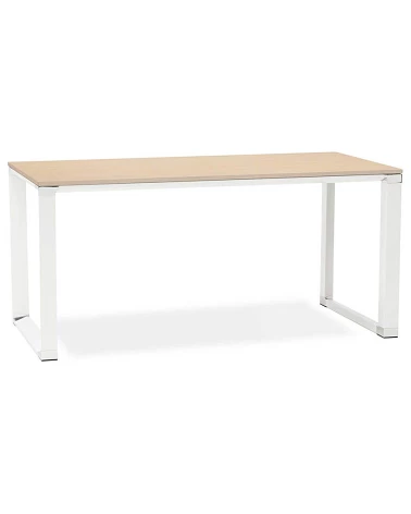 Bureau Métal Blanc 160 cm WARNER Bois Naturel