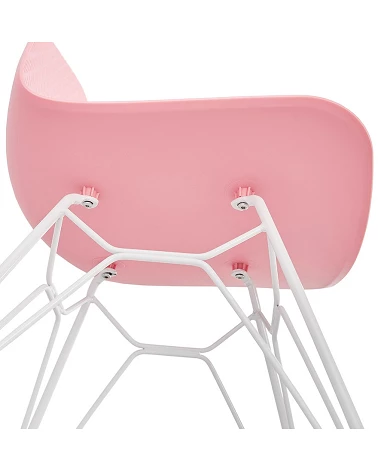 Chaise design Fifi métal Blanc et Poly Rose fixation