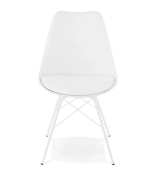 Chaise design metal Fabrik et simili blanc face