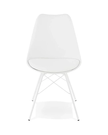 Chaise design metal Fabrik et simili blanc face