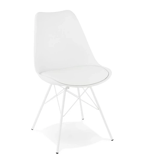 Chaise design metal Fabrik et simili blanc