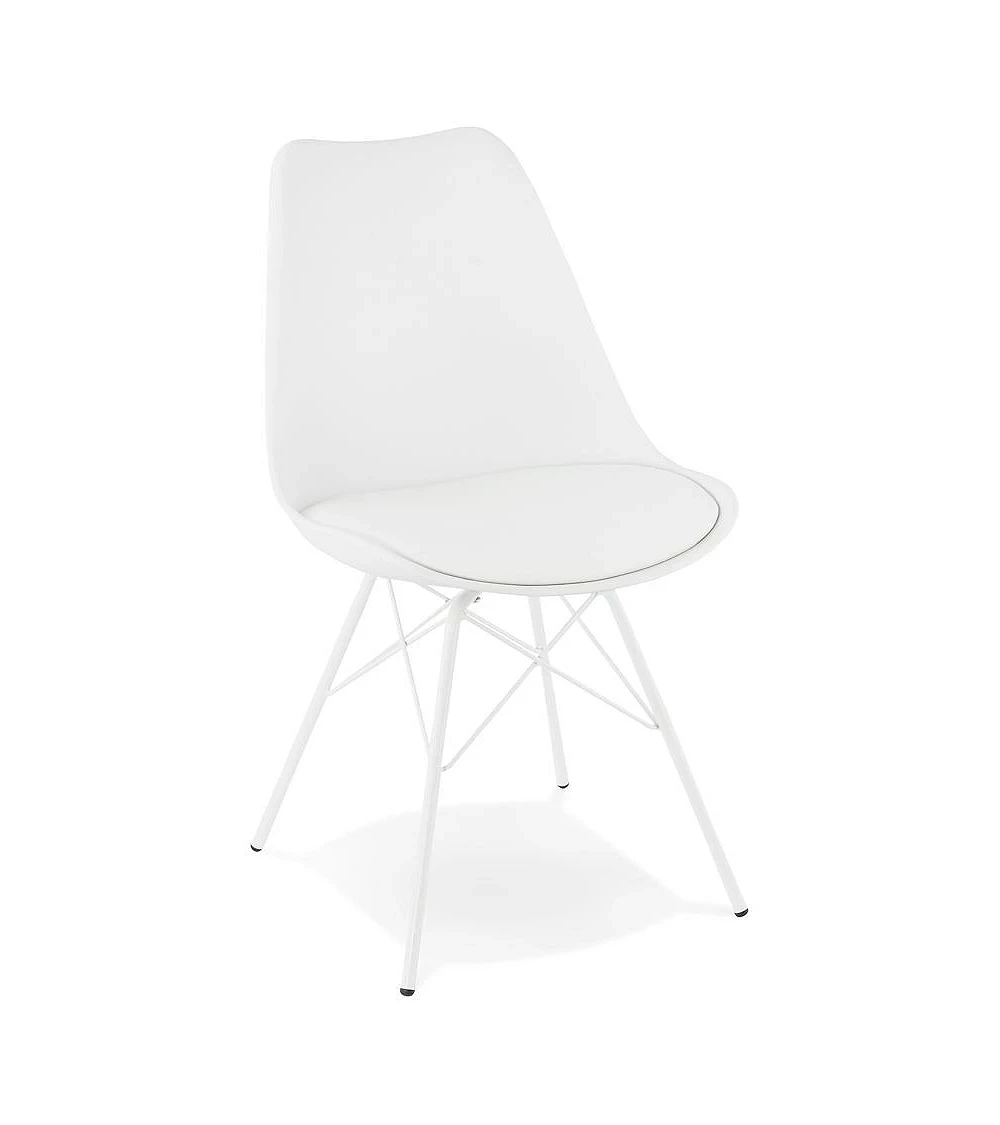 Chaise design metal Fabrik et simili blanc