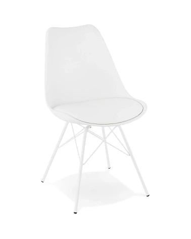 Chaise design metal Fabrik et simili blanc