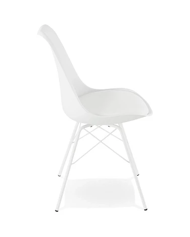 Chaise design metal Fabrik et simili blanc