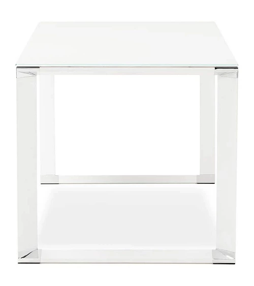 Bureau Métal Blanc 160 cm WARNER Verre blanc trempé (10mm) profil