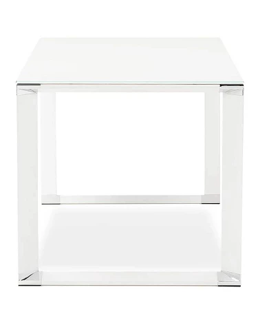 Bureau Métal Blanc 160 cm WARNER Verre blanc trempé (10mm) profil