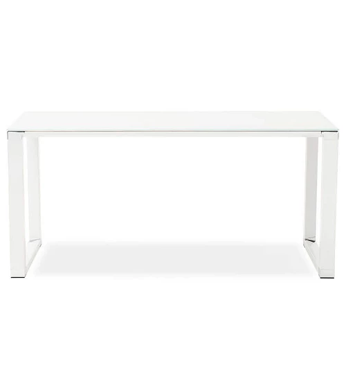 Bureau Métal Blanc 160 cm WARNER Verre blanc trempé (10mm) face