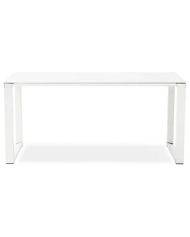 Bureau Métal Blanc 160 cm WARNER Verre blanc trempé (10mm) face