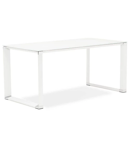 Bureau Métal Blanc 160 cm WARNER Verre blanc trempé (10mm)