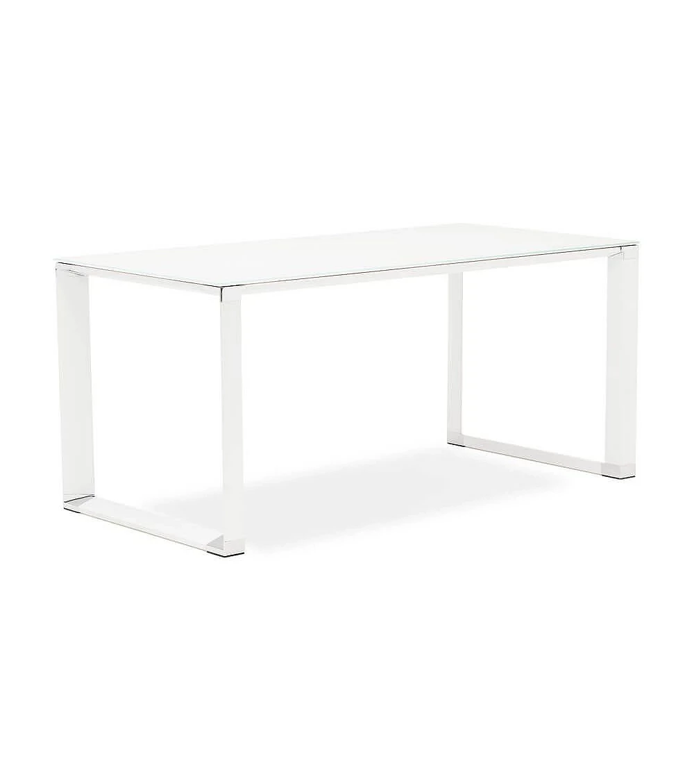 Bureau Métal Blanc 160 cm WARNER Verre blanc trempé (10mm)