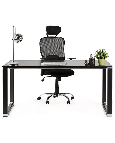 Bureau Metal noir 160 cm WARNER Bois noir