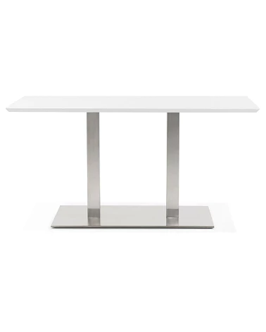 Table design Acier Brossé RECTA 150 finition Blanc