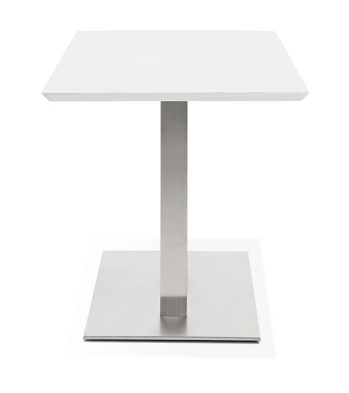 Table design Acier Brossé RECTA 150 finition Blanc