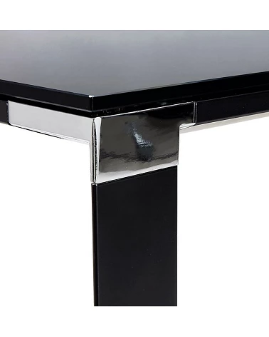 Bureau Métal Noir 160 cm WARNER Verre Noir trempe (10mm)