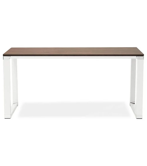 Bureau Metal noir 160 cm WARNER Bois Naturel face