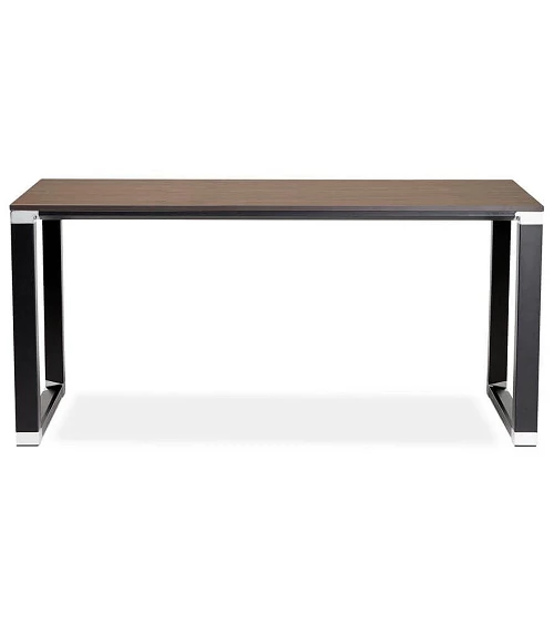 Bureau Metal noir 160 cm WARNER Bois Noyer face