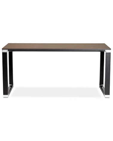 Bureau Metal noir 160 cm WARNER Bois Noyer face