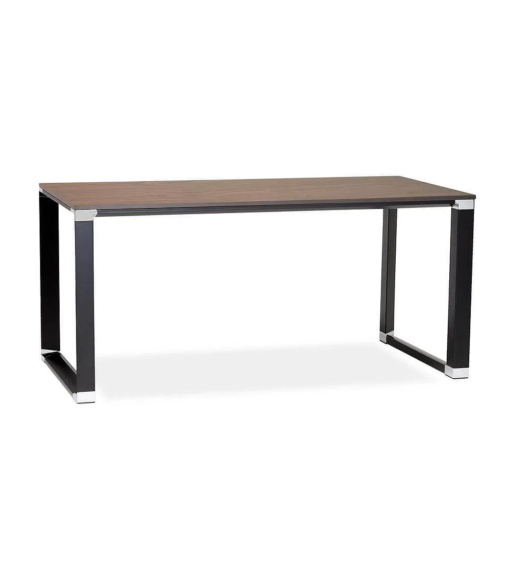 Bureau Metal noir 160 cm WARNER Bois Noyer