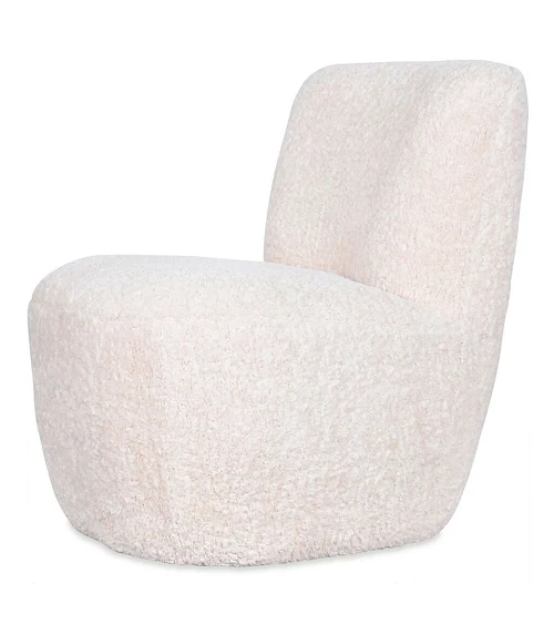 Fauteuil vintage tissu fourrure Naturelle face