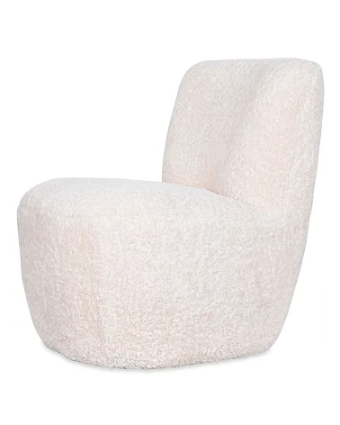 Fauteuil vintage tissu fourrure Naturelle face