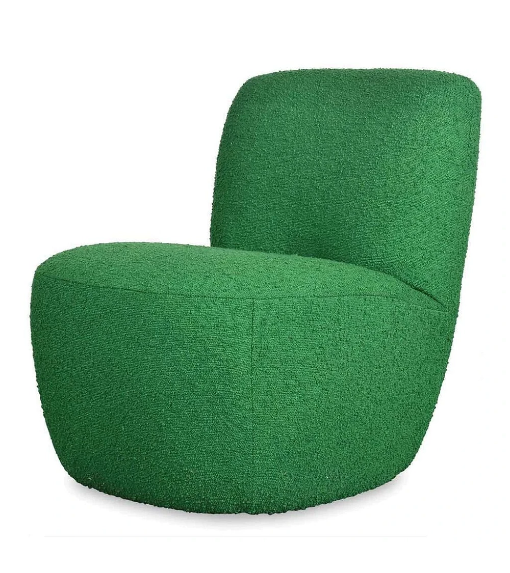 Fauteuil vintage tissu bouclette Vert