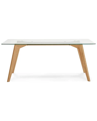 Table chene 'PROEK' 180 plateau verre trempe