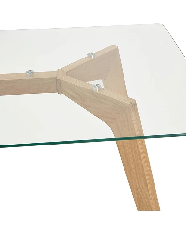 Table chene 'PROEK' 180 plateau verre trempe