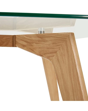 Table chene 'PROEK' 180 plateau verre trempe