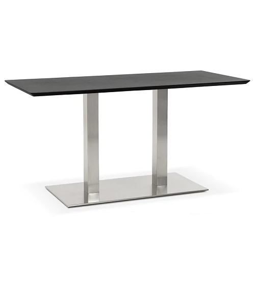 Table design Acier Brossé RECTA 150 finition Frêne noir