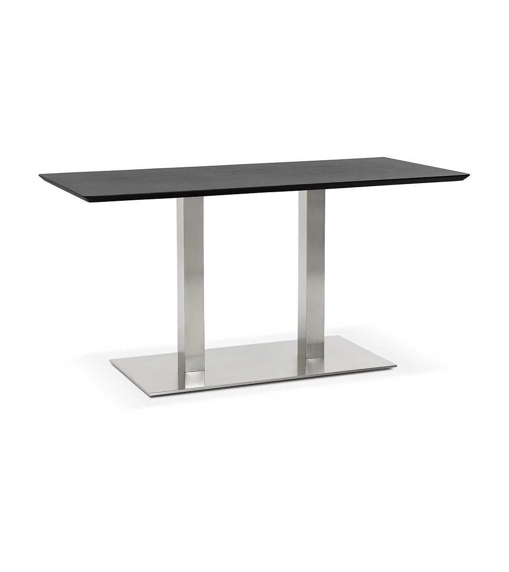 Table design Acier Brossé RECTA 150 finition Frêne noir