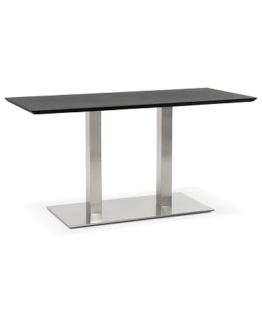 Table design Acier Brossé RECTA 150 finition Frêne noir