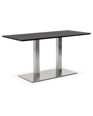 Table design Acier Brossé RECTA 150 finition Frêne noir