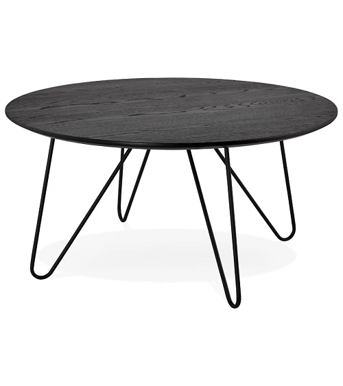 Table basse ronde Runda bois plaqué chêne noir