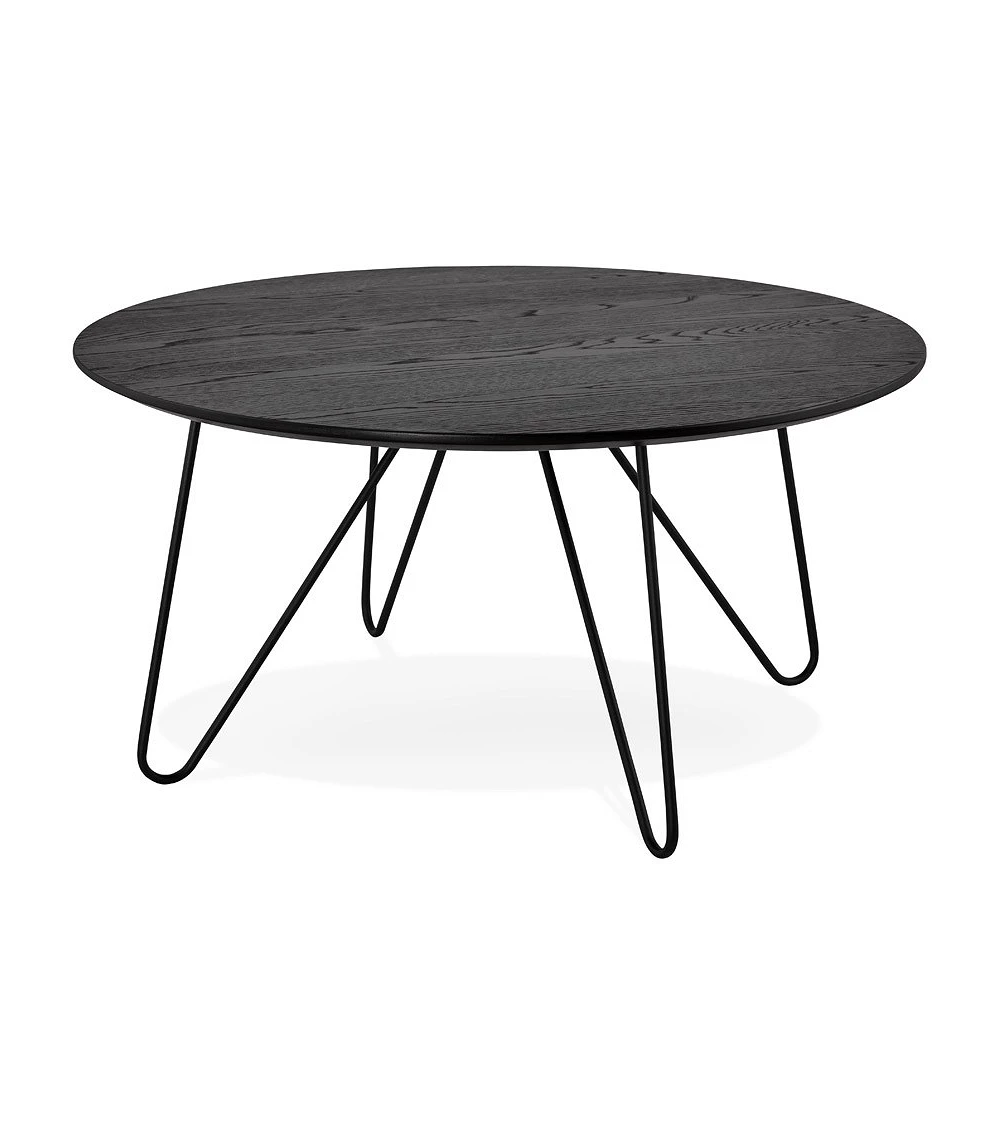 Table basse ronde Runda bois plaqué chêne noir