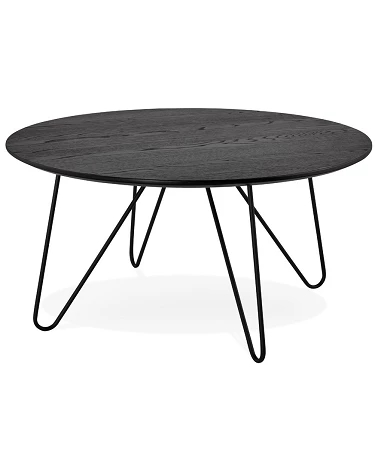 Table basse ronde Runda bois plaqué chêne noir