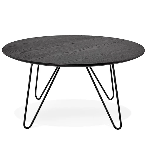 Table basse ronde Runda bois plaqué chêne noir