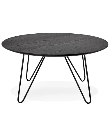 Table basse ronde Runda bois plaqué chêne noir