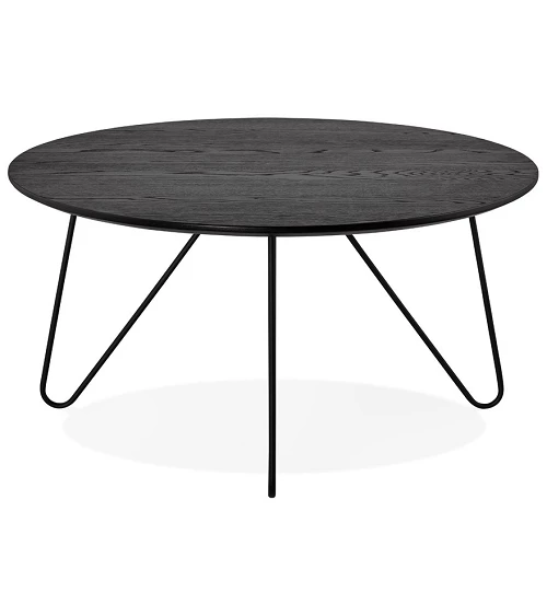 Table basse ronde Runda bois plaqué chêne noir