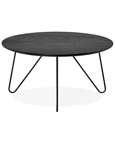 Table basse ronde Runda bois plaqué chêne noir