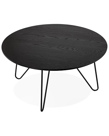 Table basse ronde Runda bois plaqué chêne noir