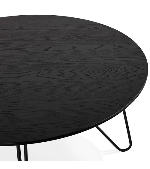 Table basse ronde Runda bois plaqué chêne noir