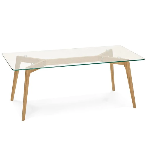 Table basse design Scara bois Clair et verre