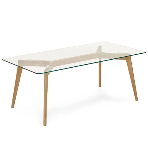 Table basse design Scara bois Clair et verre