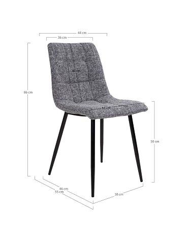 Chaise scandinave Middelfart Tissu Gris Chiné dimensions