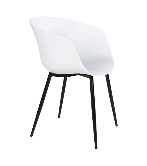 Chaises coque blanche Roda pieds métal noir profil