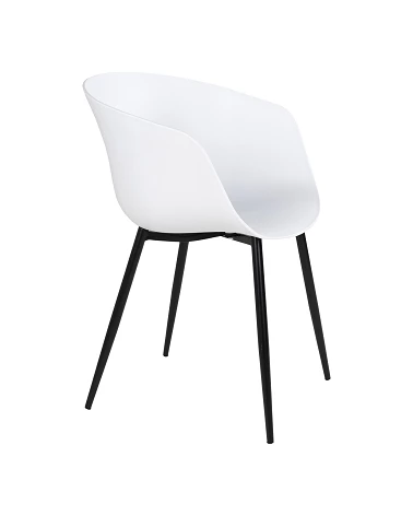 Chaises coque blanche Roda pieds métal noir profil