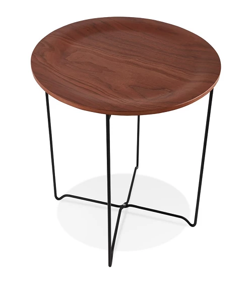 Table basse design métal OOLA Bois plaqué Noyer