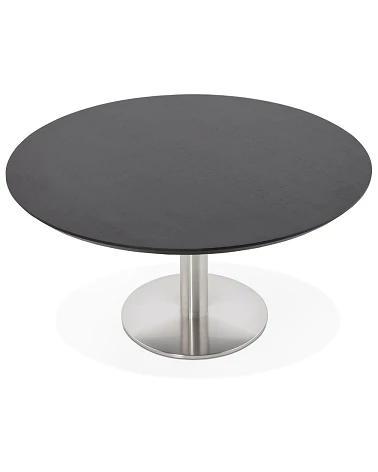 Table basse Acier brossé STUD MDF finition Frêne noir