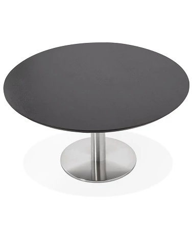 Table basse Acier brossé STUD MDF finition Frêne noir