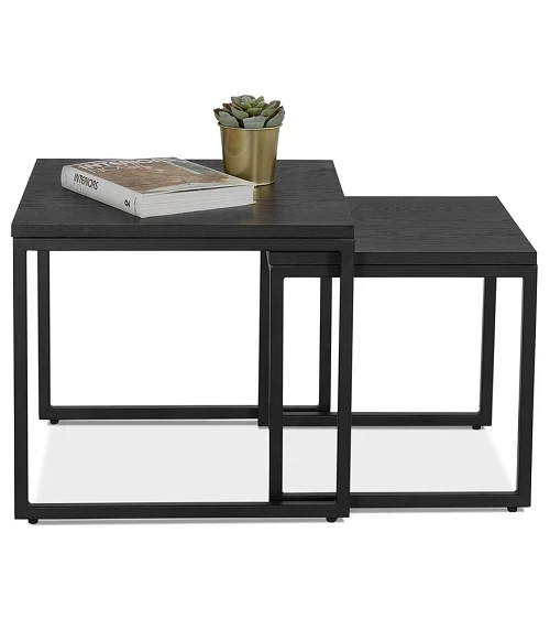 Table basse design Gliss Bois (MDF) plaqué Chêne noir